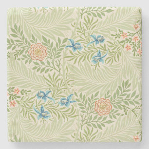 Posavasos De Piedra Patrón floral de Delphinium de William Morris