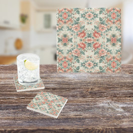 Posavasos De Piedra Patrón floral de la cabaña de campo