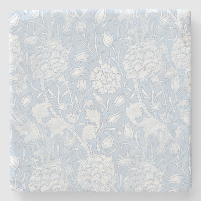 Posavasos De Piedra Patrón floral de William Morris en azul (Anverso)