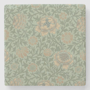 Posavasos De Piedra Patrón floral de William Morris Grafton en verde s