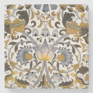 Posavasos De Piedra Patrón floral de William Morris Lodden: azul dorad