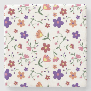 Posavasos De Piedra Patrón floral dibujado a mano