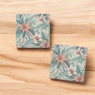 Posavasos De Piedra Patrón floral exótico Elegante Palm Leaves Tropica