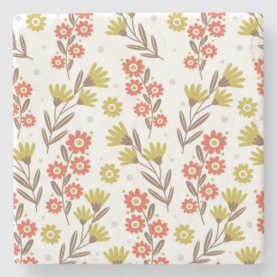 Posavasos De Piedra Patrón floral lindo, fondo fluido.