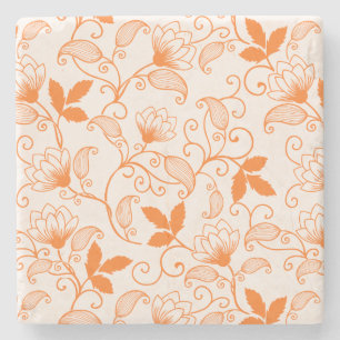 Posavasos De Piedra Patrón floral Naranja personalizar