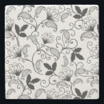 Posavasos De Piedra Patrón floral negro personalizar<br><div class="desc">Patrón floral negro personalizar. Cambiar el color de fondo.</div>