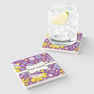 Posavasos De Piedra Patrón floral sin foco