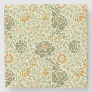 Posavasos De Piedra Patrón Floral Verde de William Morris Grafton