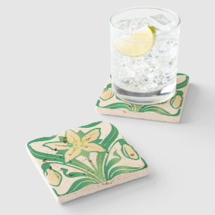 Posavasos De Piedra Patrón floral vintage Art Nouveau