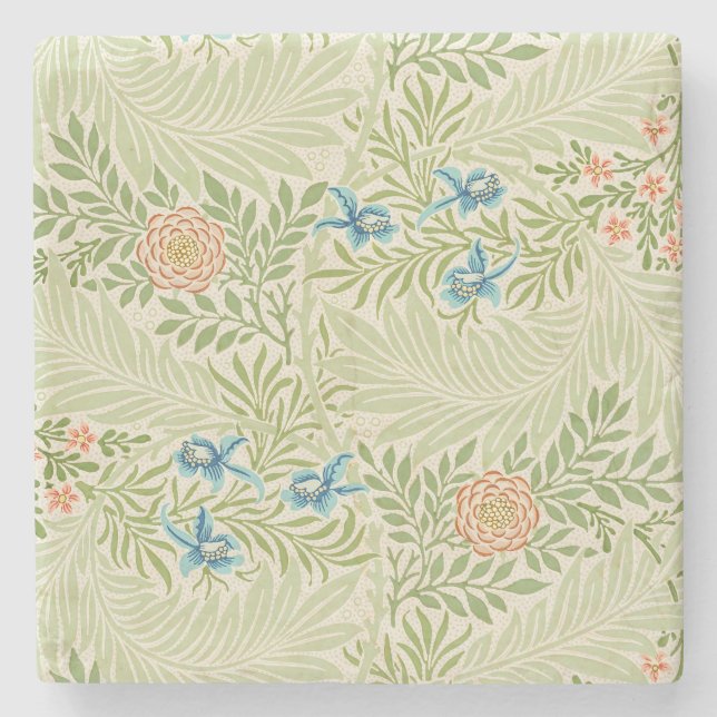 Posavasos De Piedra Patrón floral William Morris Larkspur (Anverso)