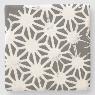 Posavasos De Piedra Patrón geométrico gris de carbón vegetal