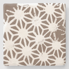Posavasos De Piedra Patrón geométrico marrón y blanco