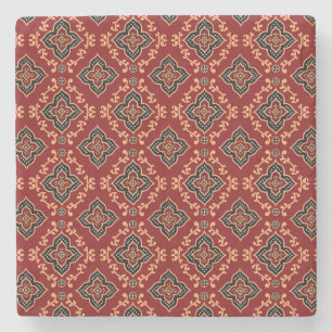 Posavasos De Piedra Patrón geométrico rojo / impresión india