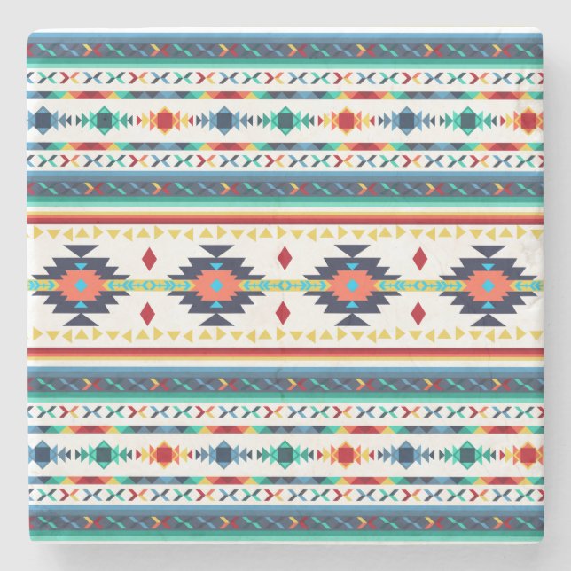 Posavasos De Piedra patrón geométrico tribal de moda (Anverso)