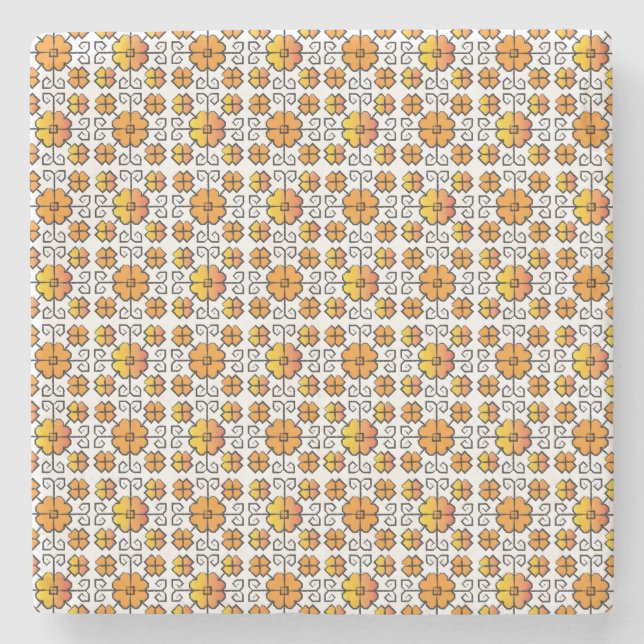Posavasos De Piedra Patrón geométrico V del signo del SUN letón tradic (Anverso)