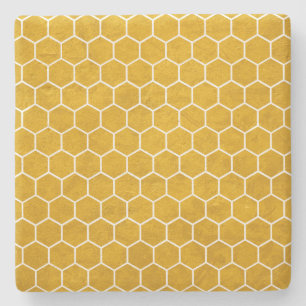 Posavasos De Piedra Patrón hexagonal exagerado amarillo