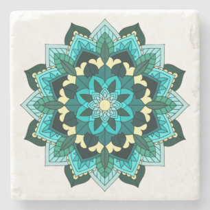 Posavasos De Piedra Patrón Mandala 02 en agua
