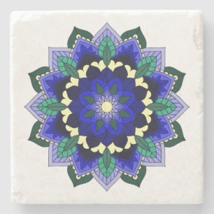 Posavasos De Piedra Patrón Mandala 02 en la montaña rusa de piedra azu