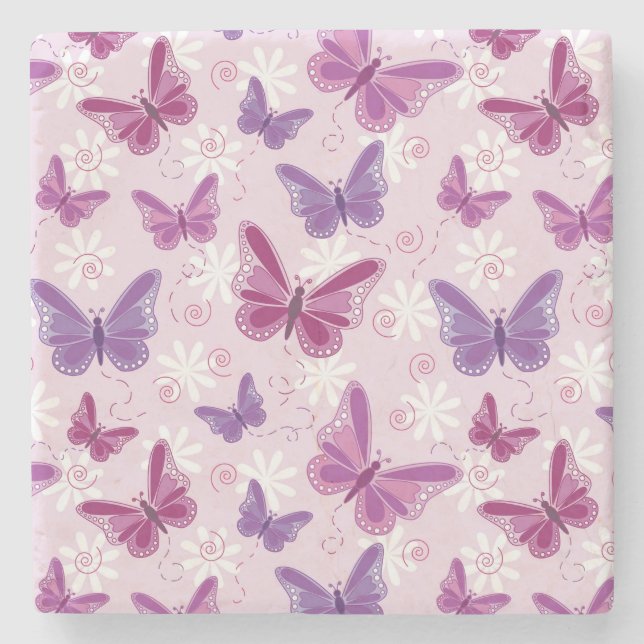 Posavasos De Piedra patrón mariposa 2 (Anverso)