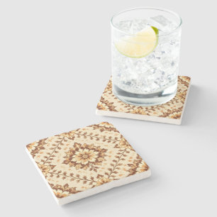 Posavasos De Piedra Patrón marrón vintage desgastado