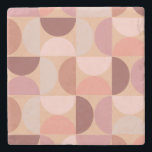 Posavasos De Piedra Patrón moderno de mediados del siglo<br><div class="desc">Patrón moderno de mediados de siglo - formas geométricas abstractas - patrón minimalista en melocotón - tonos de tierra neutros.</div>