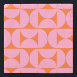 Posavasos De Piedra Patrón Moderno De Mediados Del Siglo, Preppy Rosa<br><div class="desc">Patrón moderno retro de mediados de siglo - Formas geométricas abstractas - Patrón Minimalista y agudo en rosa y naranja.</div>
