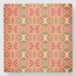 Posavasos De Piedra patrón naranja y verde