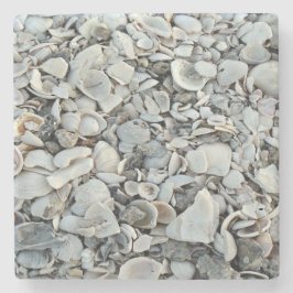 Posavasos De Piedra Patrón natural costero de conchas