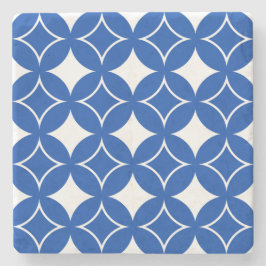 Posavasos De Piedra Patrón naval azul y blanco