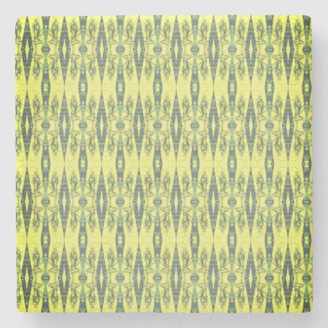 Posavasos De Piedra Patrón negro y amarillo (Anverso)