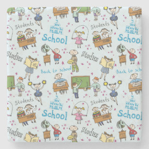 Posavasos De Piedra Patrón Personalizado de estudiantes, escuelas y es