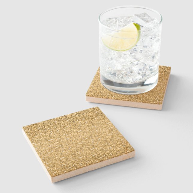 Posavasos De Piedra Patrón Purpurina dorado (Lateral)