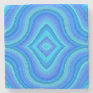Posavasos De Piedra Patrón retro azul