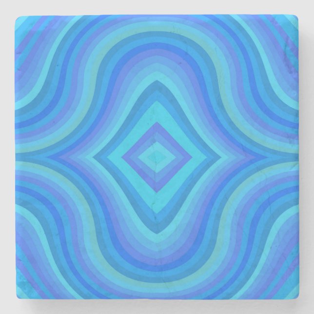 Posavasos De Piedra Patrón retro azul (Anverso)