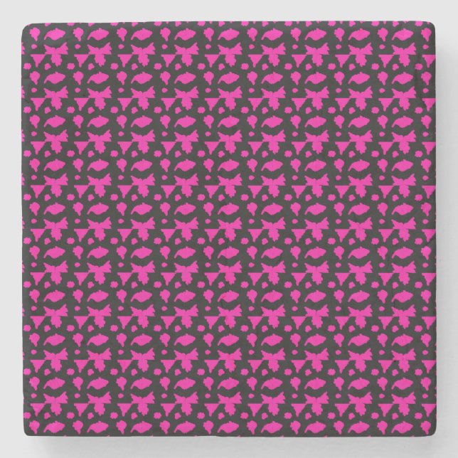 Posavasos De Piedra Patrón Rosa Abstracto (Anverso)