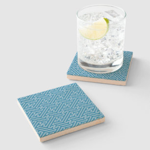 Posavasos De Piedra Patrón Sayagata, japonés, azul y azul bebé