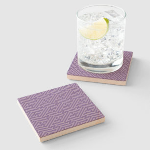 Posavasos De Piedra Patrón Sayagata, japonés, púrpura y rosa