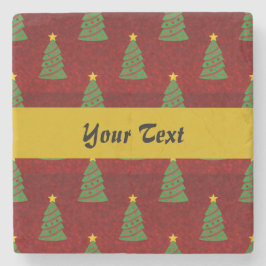 Posavasos De Piedra Patrón sin foco con árboles de Navidad