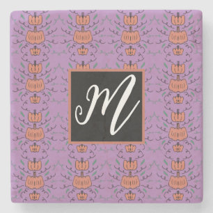 Posavasos De Piedra Patrón sin foco de la calabaza de Halloween Doodle