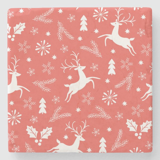 Posavasos De Piedra Patrón sin problemas de Navidades festivos (Anverso)