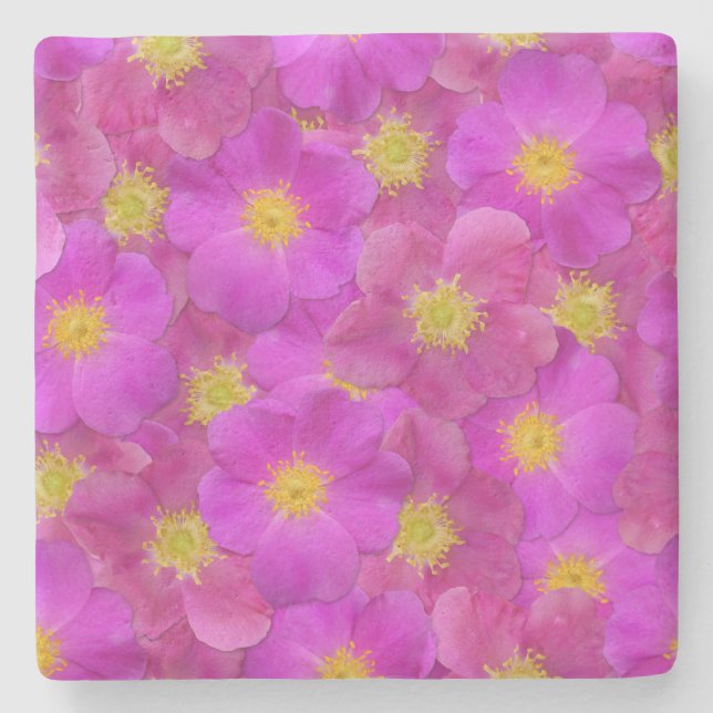 Posavasos De Piedra Patrón sin soldadura de Rosa salvaje (Anverso)