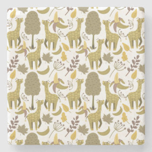 Posavasos De Piedra Patrón sin soldadura Giraffe amarillo fondo blanco
