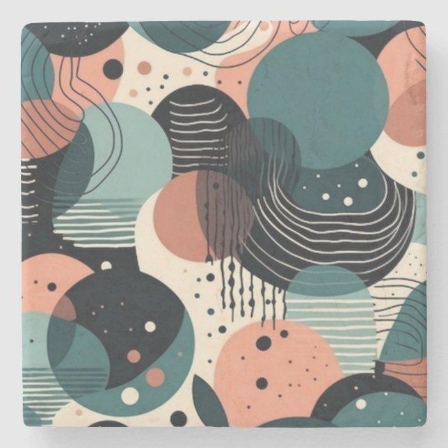 Posavasos De Piedra Patrón sin soldadura mínimo abstracto - Geométrico (Anverso)