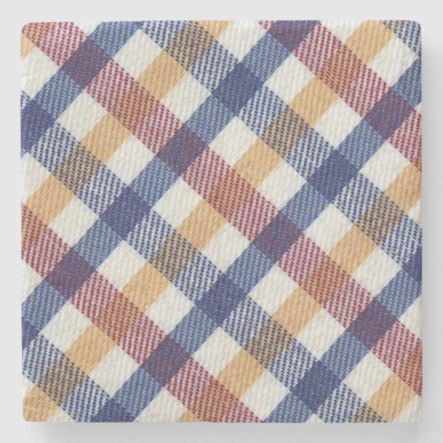 Posavasos De Piedra Patrón Tartán multicolor (Anverso)