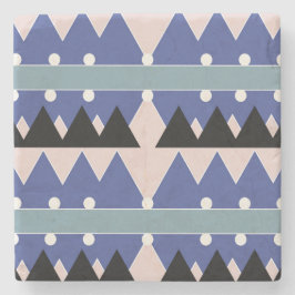 Posavasos De Piedra Patrón Verde azulado negro rosa azul geométrico