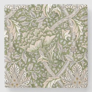 Posavasos De Piedra : Patrón verde Windrush de William Morris: Vintage