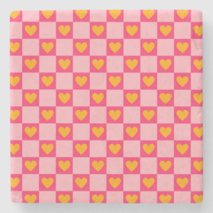 Posavasos De Piedra Patrón Y2K controlado de amor al corazón amarillo 