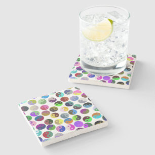 Posavasos De Piedra Patrón Ying Yang colorido