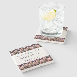 Posavasos De Piedra Patrón Zigzag, patrón Chevron, dulce 16