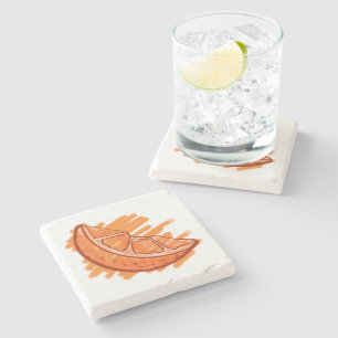 Posavasos De Piedra Patrones de fruta Naranja de sangre